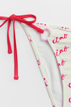 Bikini blanc à col plongeant et jambe haute