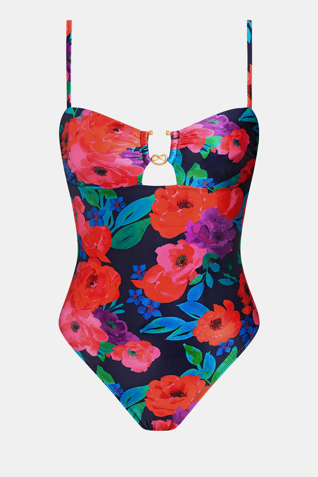 Maillot de bain une pièce floral à col cœur et armature en U