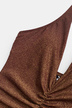 Maillot de bain une pièce marron à détail chaîne