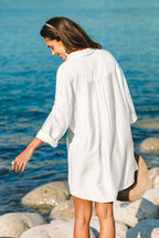 Robe cover up sans manches à col chemise courte