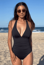 Maillot de bain une pièce amincissant à col licou en V