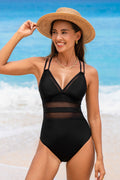 Maillot de bain une pièce découpé en mesh noir