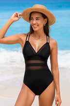 Maillot de bain une pièce découpé en mesh noir