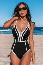 Maillot de bain une pièce maintien flexible à dos croisé