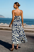 Robe longue imprimé abstrait fluide