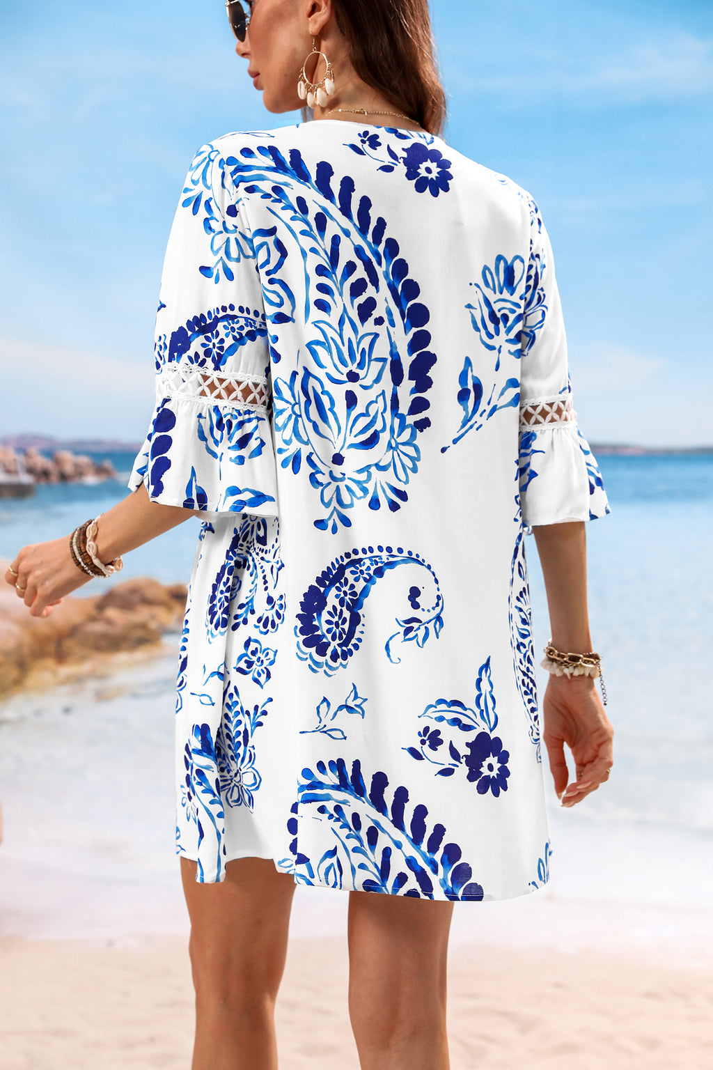 Robe en dentelle à imprimé floral paisley