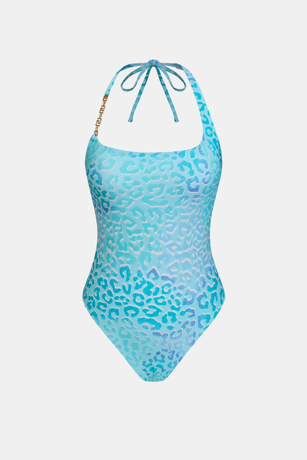 Maillot de bain une pièce bleu bas échancré bretelles licou