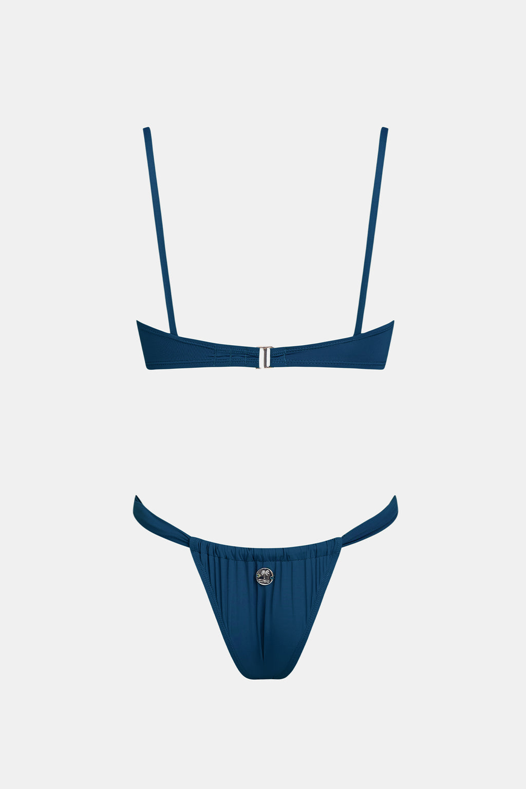 Bikini bleu à col cœur et jambe ultra haute