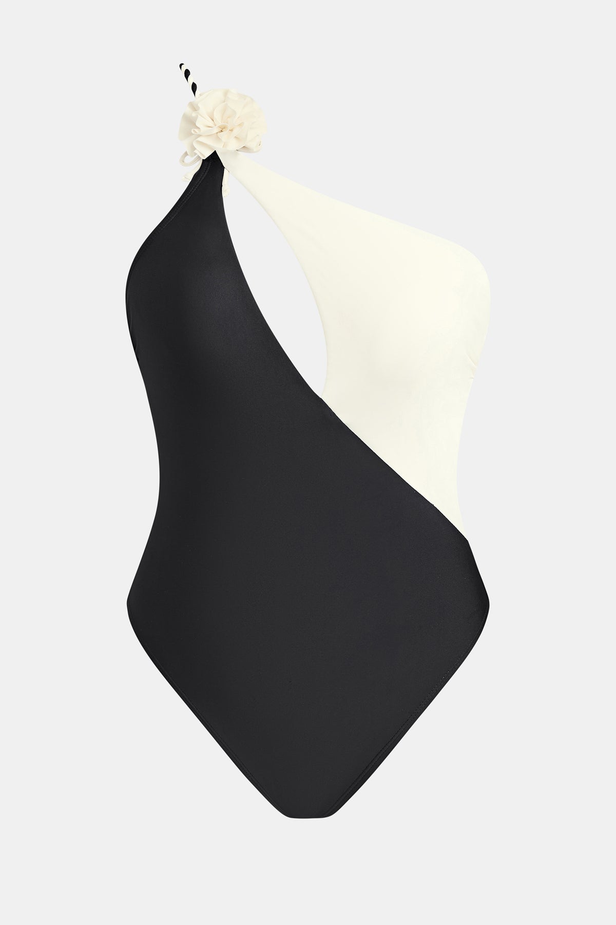 Maillot de bain une pièce colorblock à col asymétrique