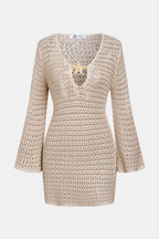 Robe cover up courte manches longues