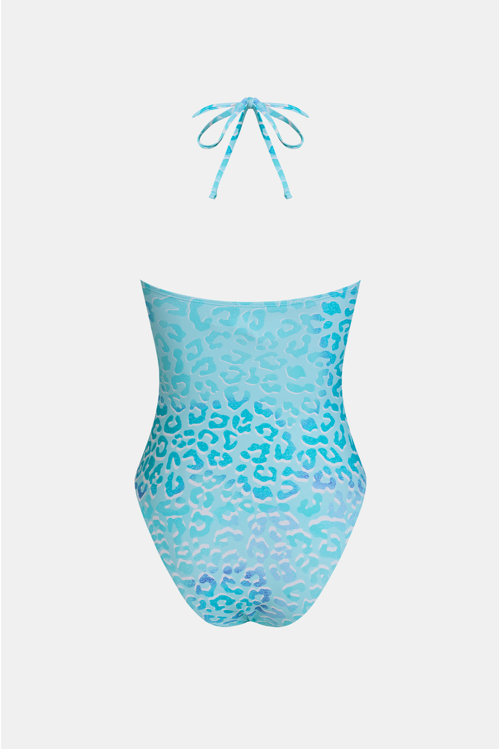 Maillot de bain une pièce bleu bas échancré bretelles licou