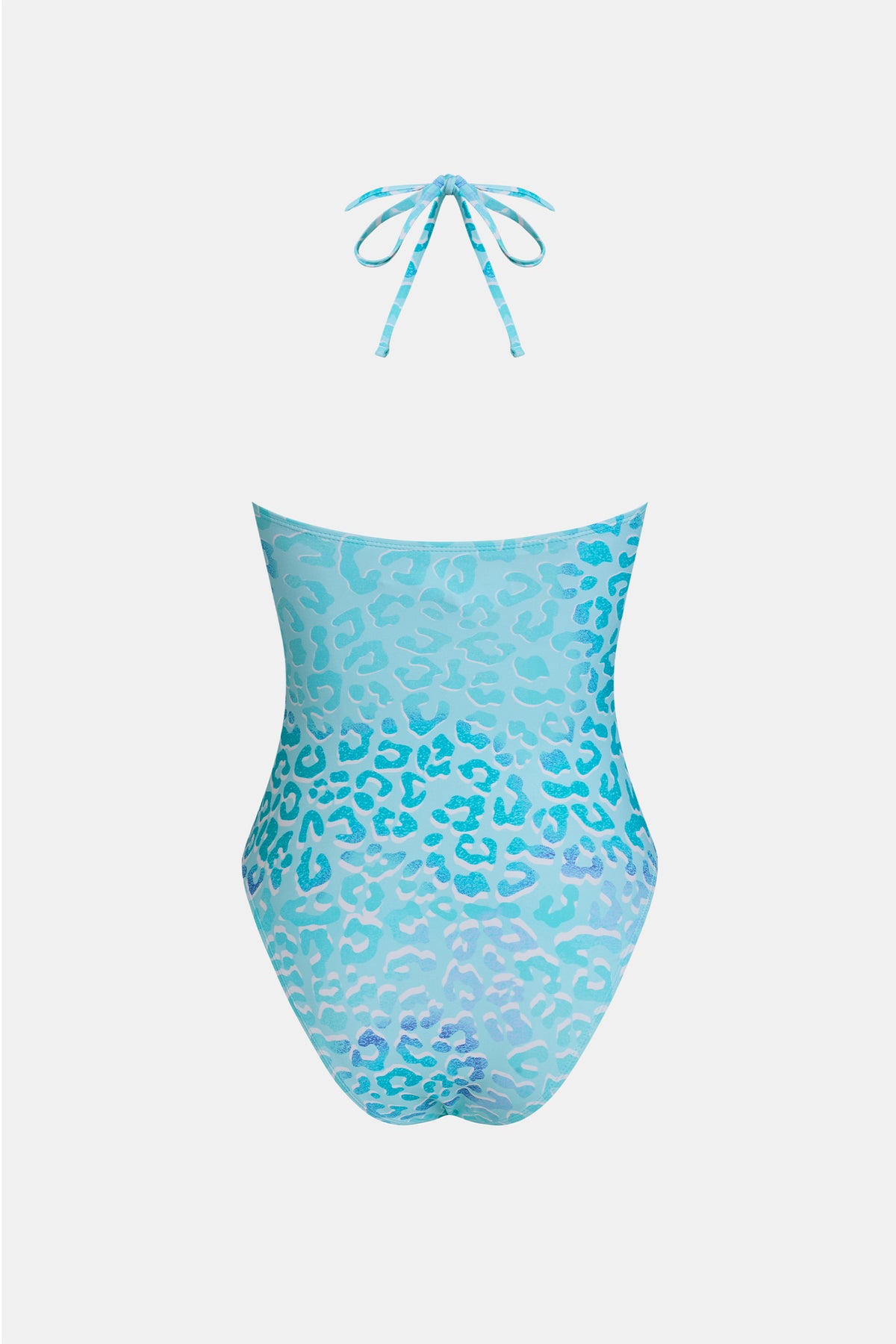Maillot de bain une pièce bleu bas échancré bretelles licou