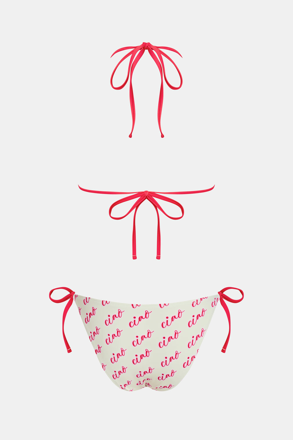Bikini blanc à col plongeant et jambe haute