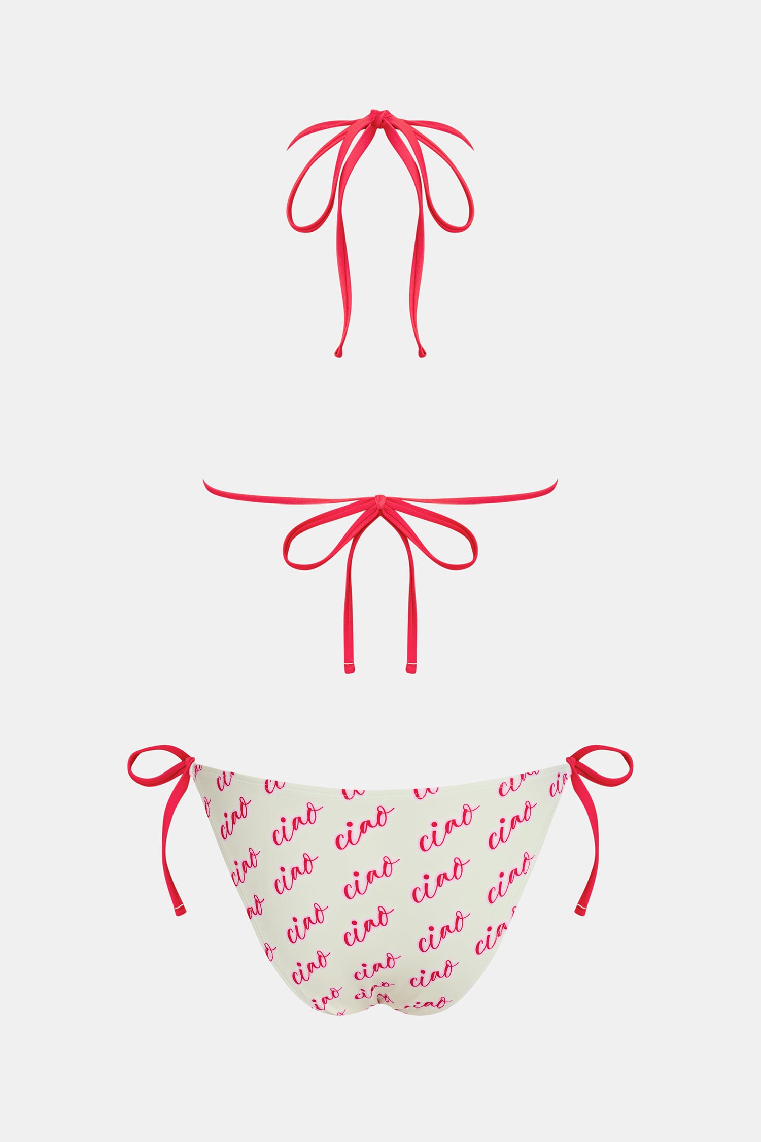 Bikini blanc à col plongeant et jambe haute