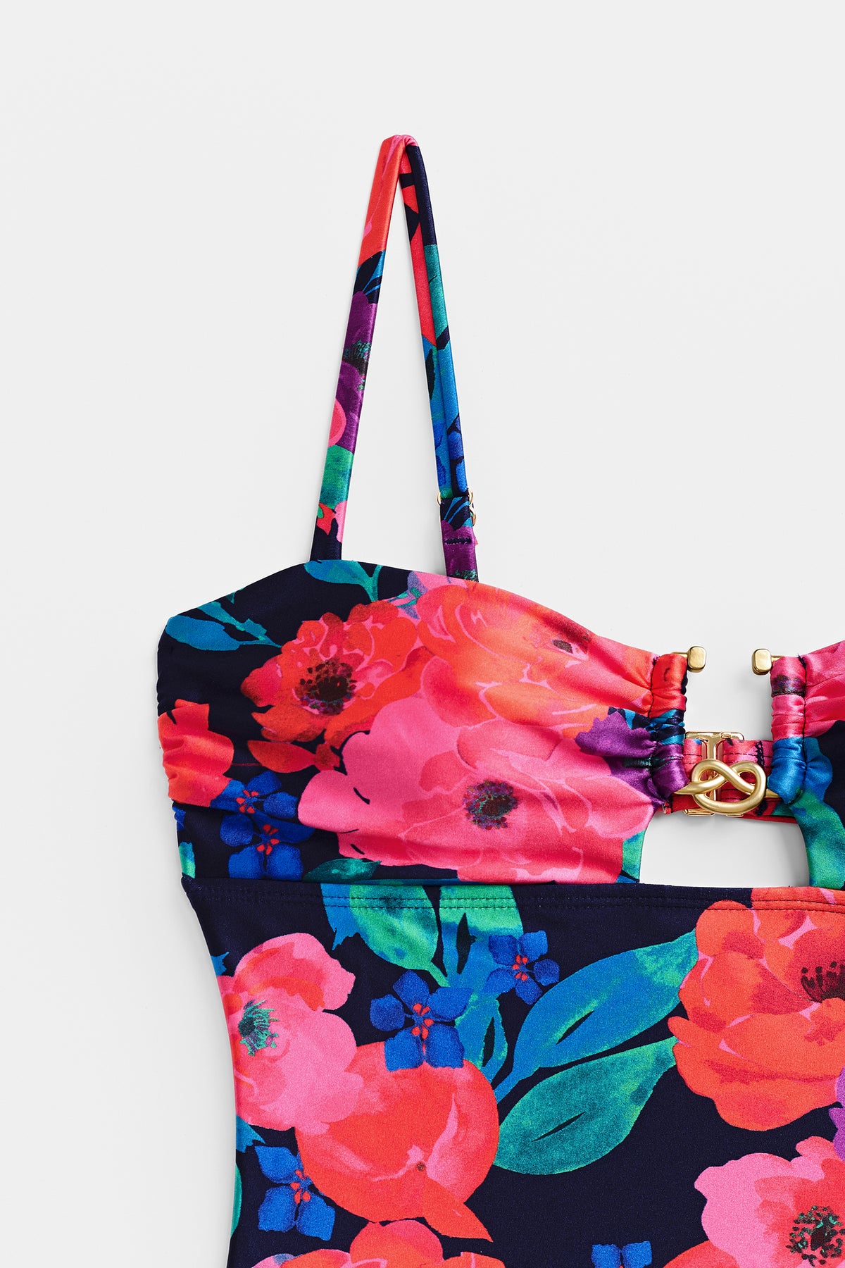 Maillot de bain une pièce floral à col cœur et armature en U