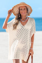 Robe cover up courte beige ourlet fendu