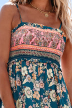 Robe longue florale avec col carré