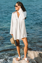 Robe cover up sans manches à col chemise courte