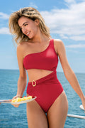 Maillot de bain une pièce col asymétrique jambe standard