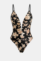 Maillot de bain une pièce col plongeant et bas échancré