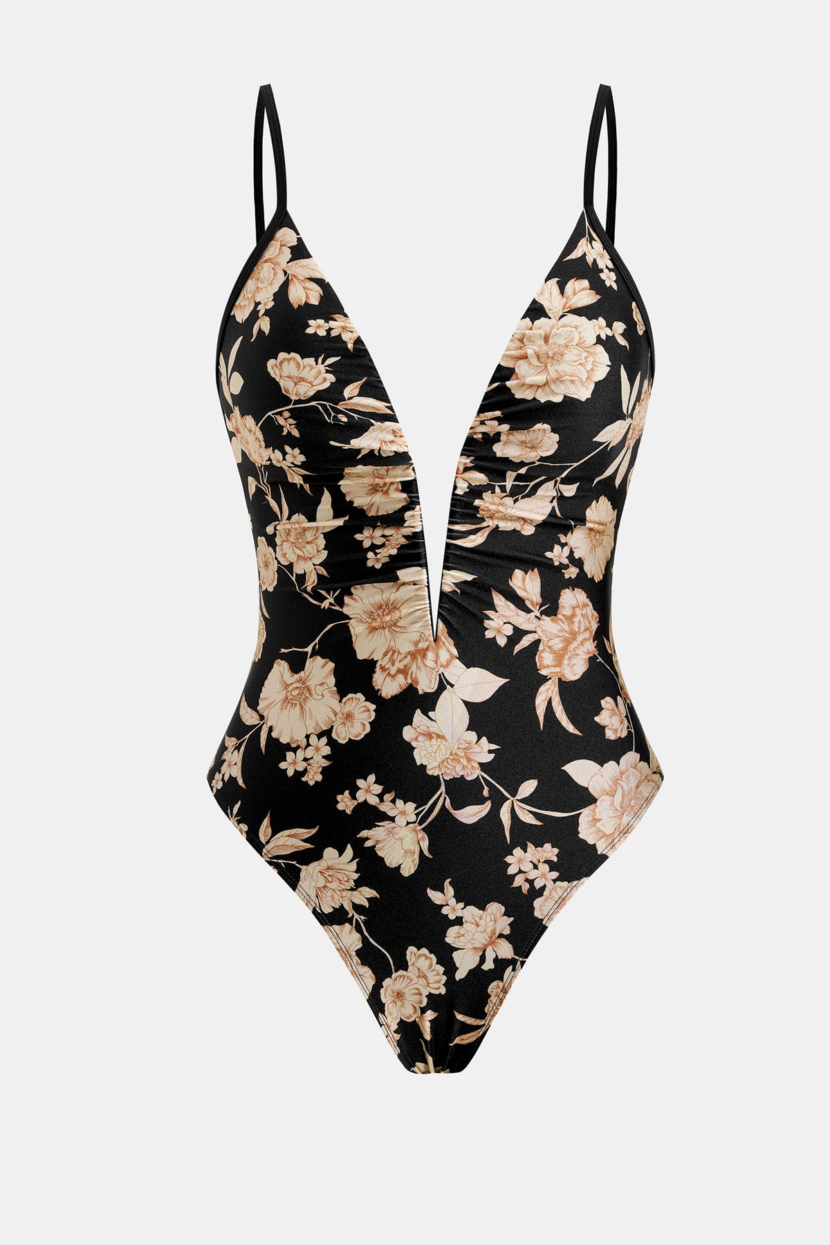 Maillot de bain une pièce col plongeant et bas échancré