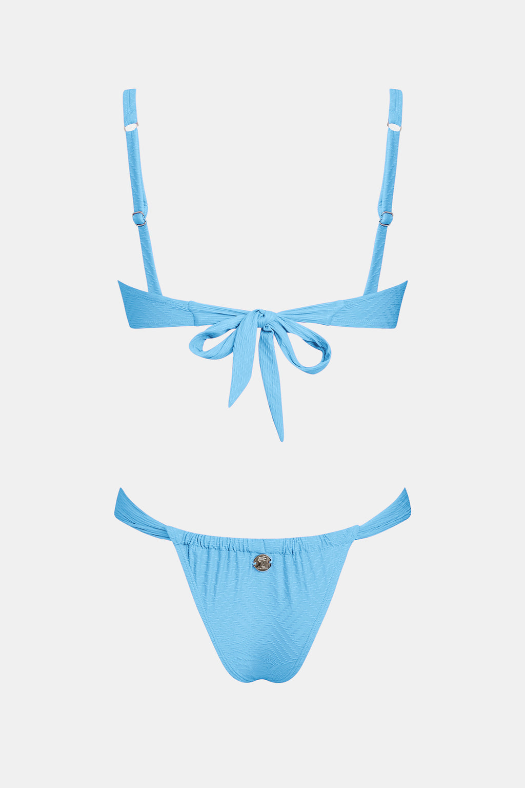 Bikini bleu ciel à col cœur et jambe ultra haute