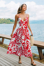 Robe longue tropicale aux couleurs du coucher de soleil