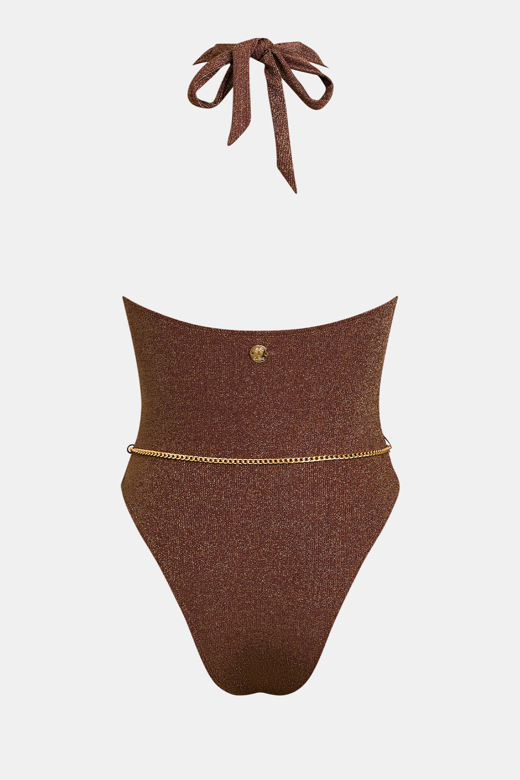Maillot de bain une pièce marron à détail chaîne