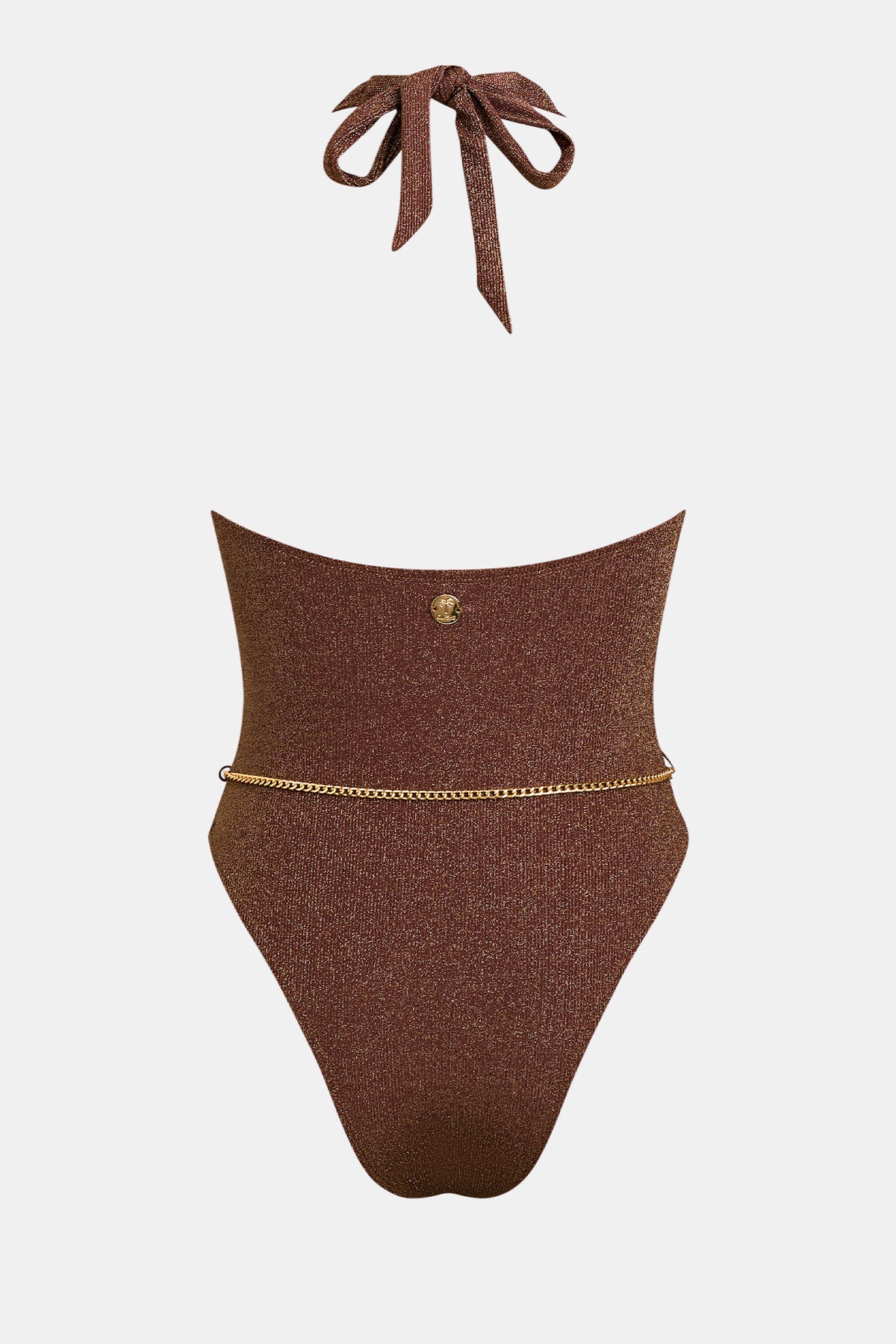 Maillot de bain une pièce marron à détail chaîne