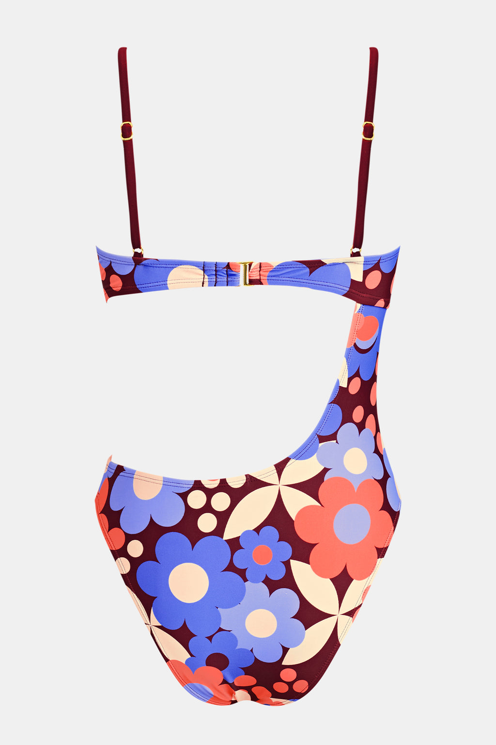 Maillot de bain une pièce floral à col carré et découpe