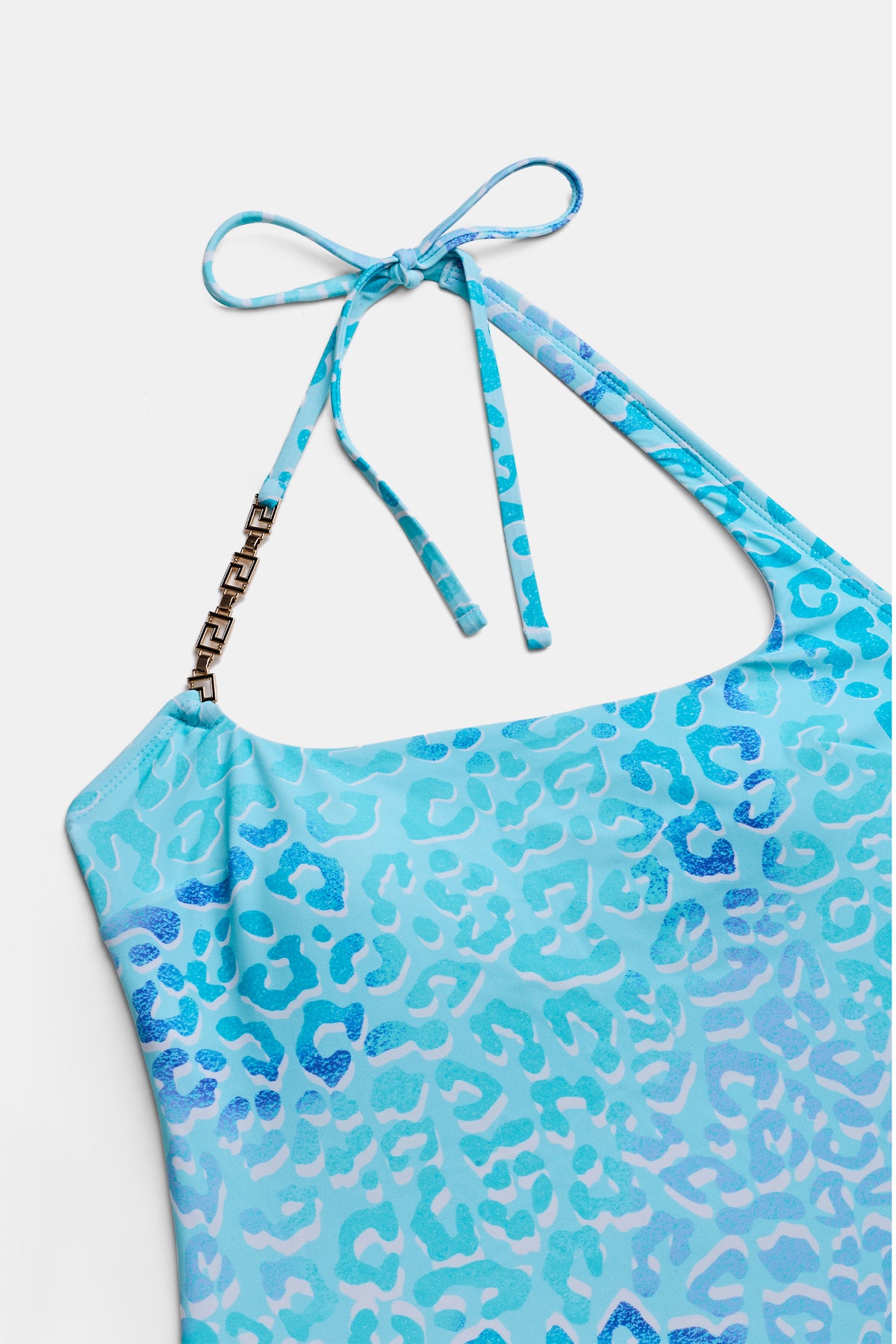 Maillot de bain une pièce bleu bas échancré bretelles licou