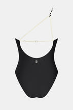 Maillot de bain une pièce colorblock à col asymétrique