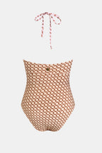 Maillot de bain une pièce géométrique col plongeant