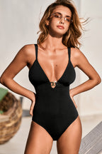 Maillot de bain une pièce bretelles ajustables et col V