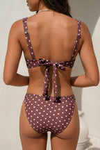 Bikini à pois fil en U et bas échancré
