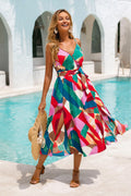 Robe longue abstraite tissée sans manches