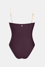 Maillot de bain une pièce colorblock à col cœur et armature en U