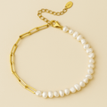 Rhoni® 14K Gold Paper Clip Pearl Bracelet