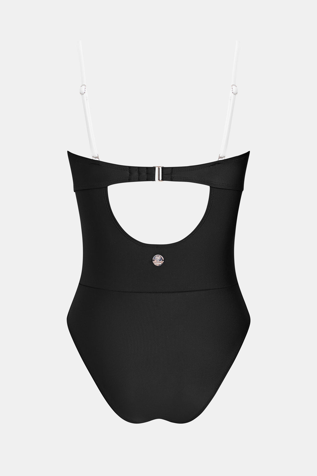 Maillot de bain une pièce noir à col droit et bretelles amovibles
