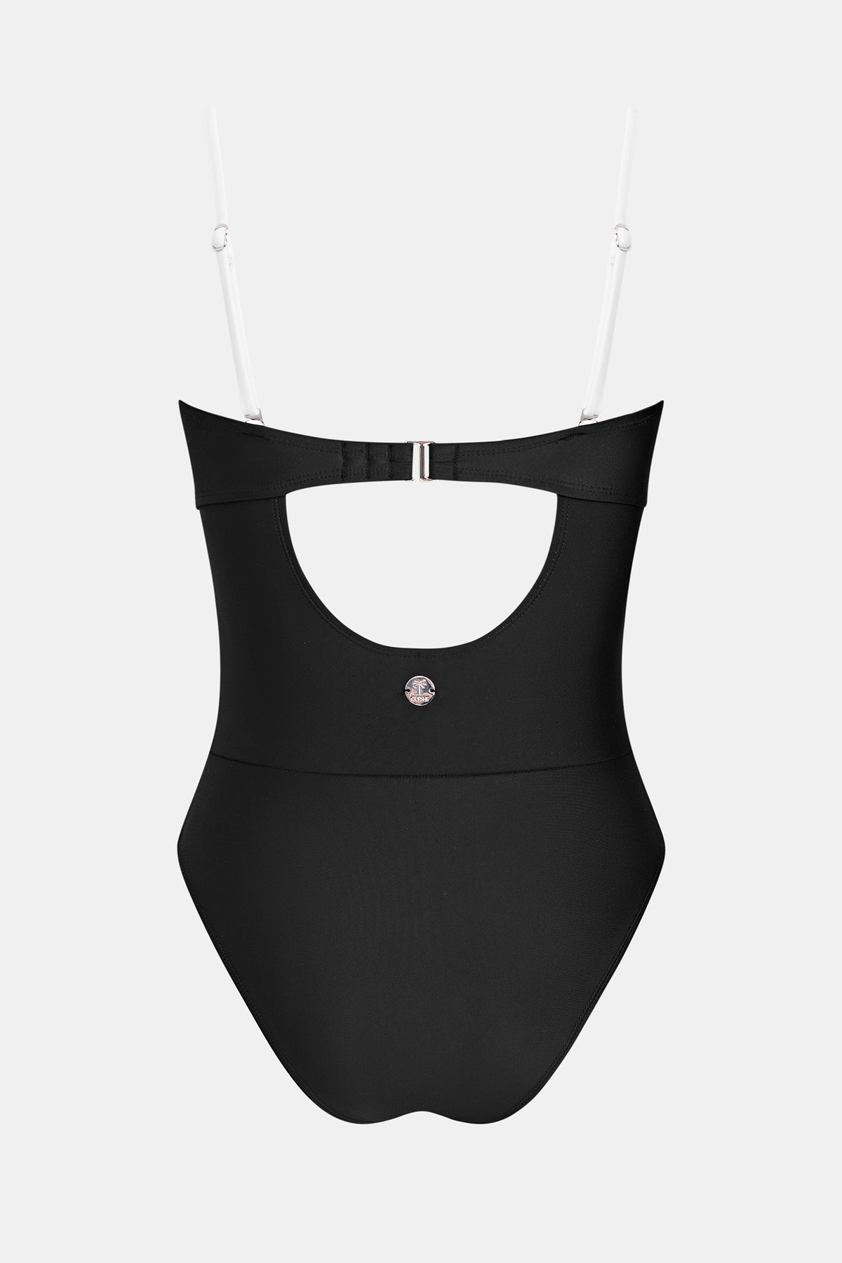 Maillot de bain une pièce noir à col droit et bretelles amovibles