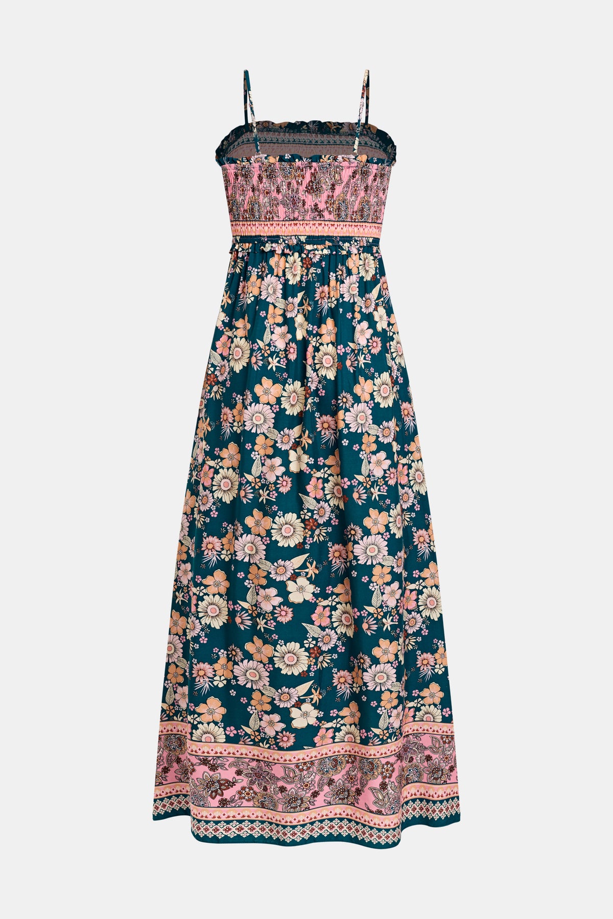 Robe longue florale avec col carré