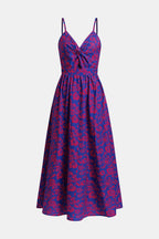 Robe maxi florale à col en V avec nœud