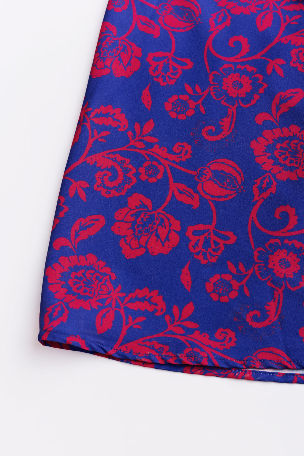 Robe maxi florale à col en V avec nœud