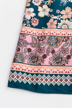 Robe longue florale avec col carré