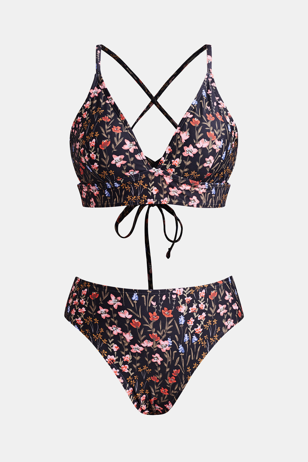 Bikini bralette à col en V et hipster taille moyenne
