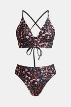 Bikini bralette à col en V et hipster taille moyenne