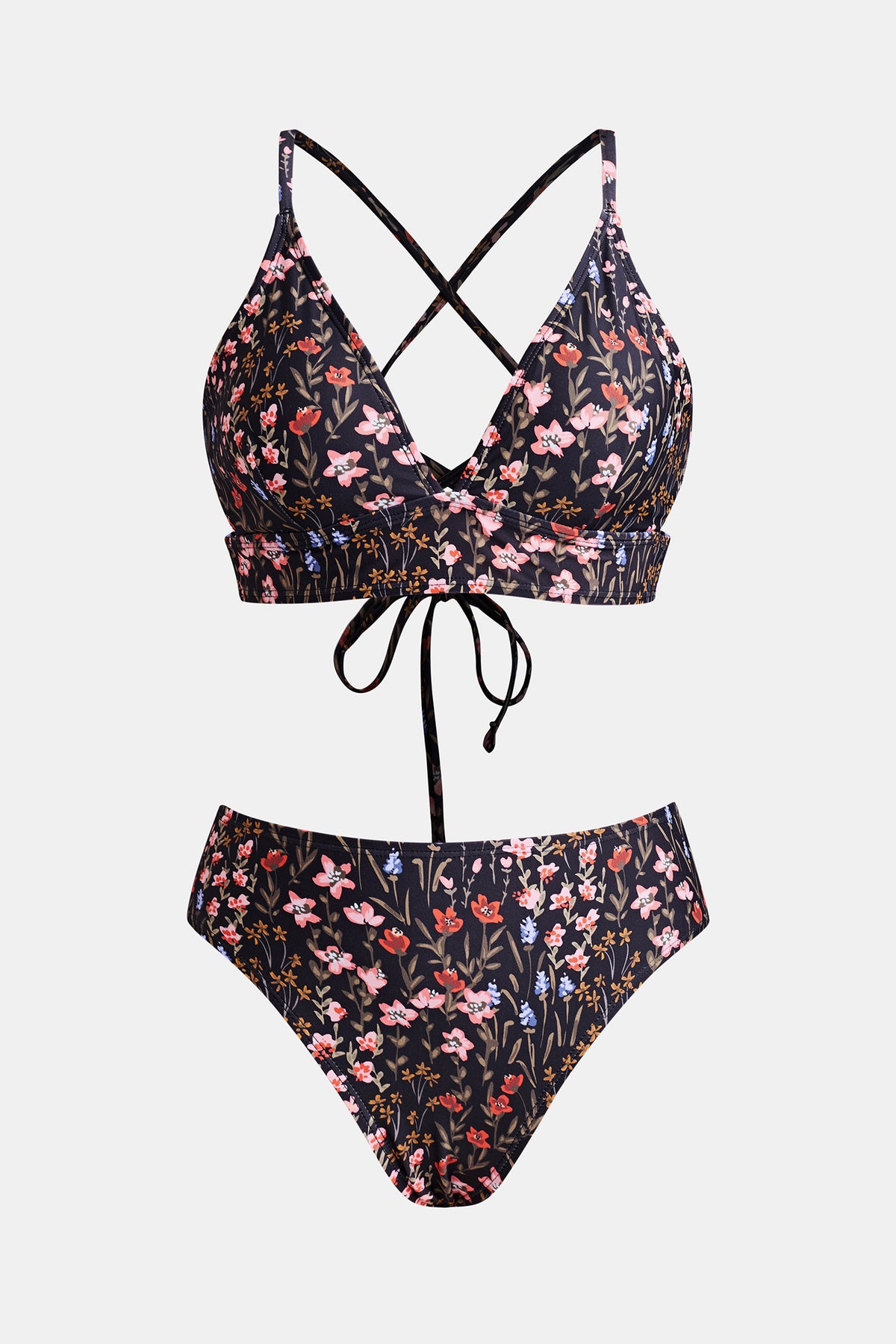 Bikini bralette à col en V et hipster taille moyenne