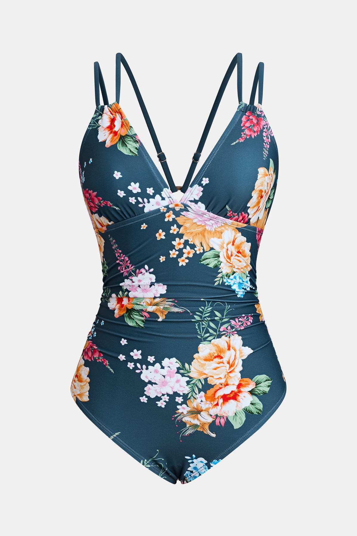 Maillot de bain une pièce à découpe et fleurs tropicales