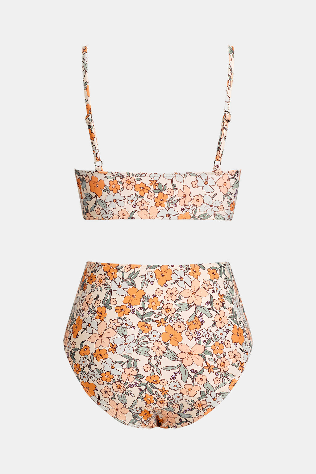 Bikini avec bralette torsadée florale et taille haute épissée