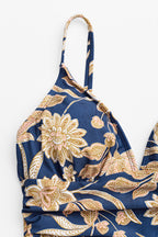 Maillot de bain une pièce à col en V et imprimé paisley